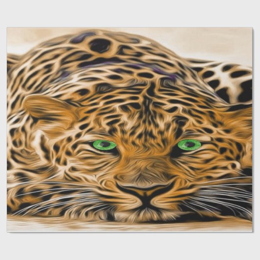 Green Eye Leopard Name Fred Geschenkpapier (Flach)