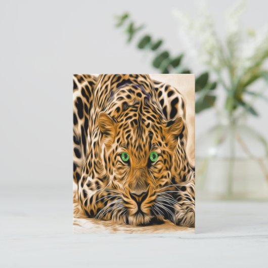 Green Eye Leopard Postkarte (Stehend Vorderseite)