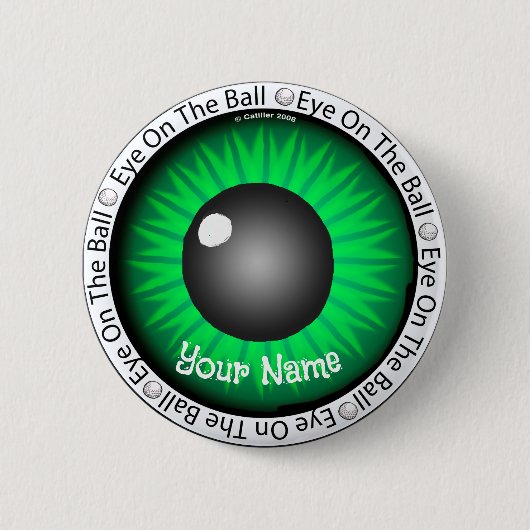 Green Eye on Ball Golfer Button (Vorderseite)