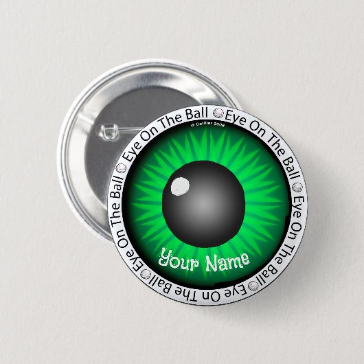 Green Eye on Ball Golfer Button (Vorne & Hinten)