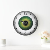 Green Eyeball Iris Eye Custom Large Round Clock Große Wanduhr (Zuhause)