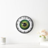 Green Eyeball Iris Eye Custom Medium Round Clock Runde Wanduhr (Zuhause)