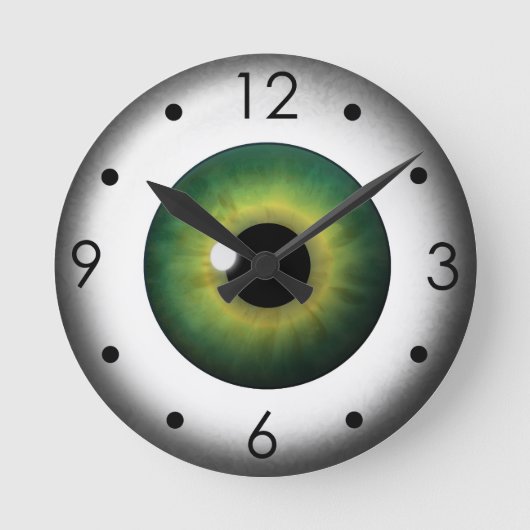 Green Eyeball Iris Eye Custom Medium Round Clock Runde Wanduhr (Vorderseite)