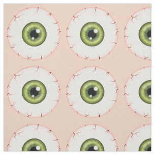 Green Eyeball Pattern Halloween Bloodshot Eyeball Stoff