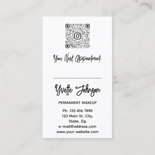 Green Eyelash Brows Makeup Logo QRCode Gold Black Visitenkarte (Rückseite)