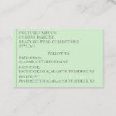 Green Fabric Designer Couture Visitenkarte (Rückseite)