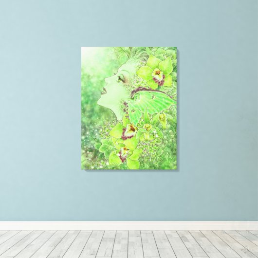 Green Faiasy Fantasy Art Canvas Print Leinwanddruck (Insitu (Holzboden))