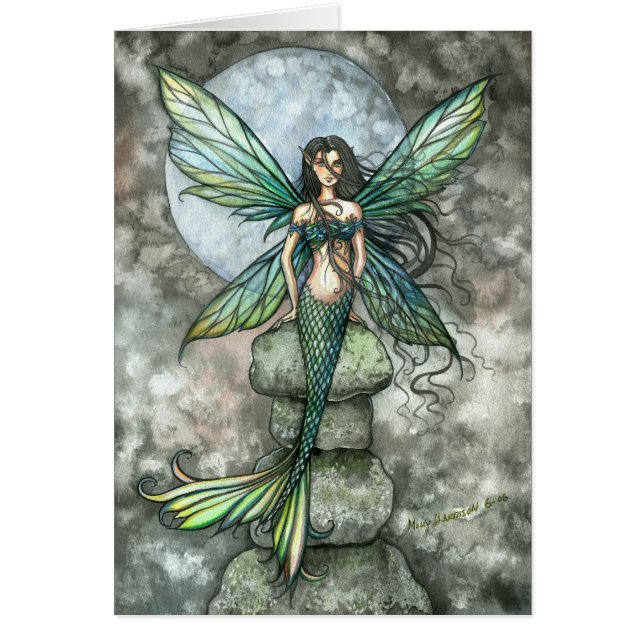 Green Fairy Mermaid Blank Card (Vorne)