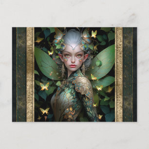 Green Fairy Woman Fantasy Art Postkarte