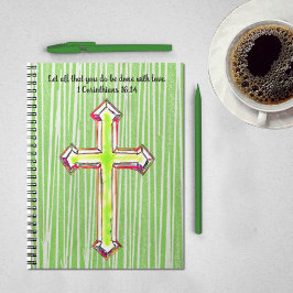 Green Faith Cross Bible Verse Journal Notizblock
