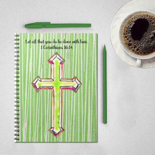 Green Faith Cross Bible Verse Journal Notizblock