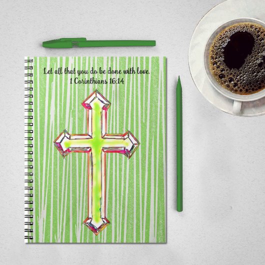Green Faith Cross Bible Verse Journal Notizblock
