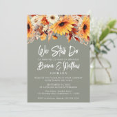 Green Fall Floral Wedding Vow Erneuerung Einladung (Stehend Vorderseite)