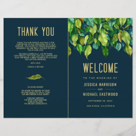 Green Fall Green Blätter Foliage Wedding Program
