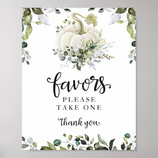 Green Fall Pumpkin Baby Duwer Favors Schild (Vorne)