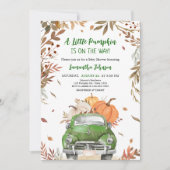 Green Fall Pumpkin Truck Baby Dusche Einladung (Vorderseite)