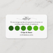 Green Fall Wedding Attire Dress Code Palette Begleitkarte (Vorderseite)