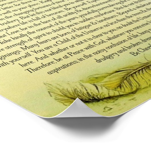 Green Fallen Feather Desiderata Poster (Ecke)