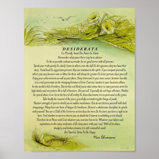 Green Fallen Feather Desiderata Poster (Vorne)