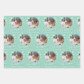 Green Family Foto Snowflake Frohe Weihnachten Geschenkpapier Set (Vorderseite 2)