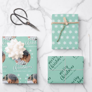 Green Family Foto Snowflake Frohe Weihnachten Geschenkpapier Set