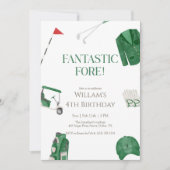 Green Fantastic Fore Preppy Golf Kids Birthday Einladung (Vorderseite)