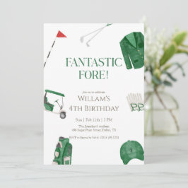 Green Fantastic Fore Preppy Golf Kids Birthday Einladung
