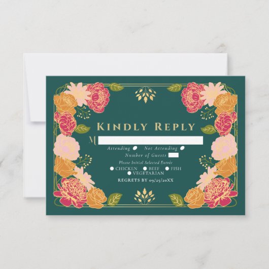 Green Fantasy Enchanted Garden Wedding UAWG RSVP Karte (Vorderseite)