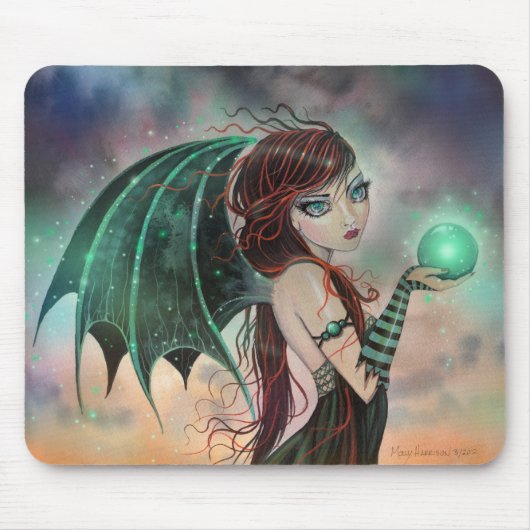 Green Fantasy Vampire Fairy Art Mousepad (Vorne)