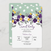 Green | Farbenfrohe Blume Kinderdusche Einladung (Vorne/Hinten)