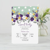 Green | Farbenfrohe Blume Kinderdusche Einladung (Stehend Vorderseite)