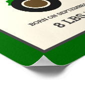 Green Farm Tractor Baby Birth Stats Poster (Ecke)