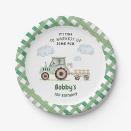 Green Farm Tractor Boys Any Age Birthday Pappteller