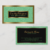Green Fax Glitzer Gold Accents Makeup Visitenkarte (Vorne/Hinten)