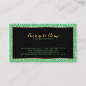 Green Fax Glitzer Gold Accents Makeup Visitenkarte (Rückseite)