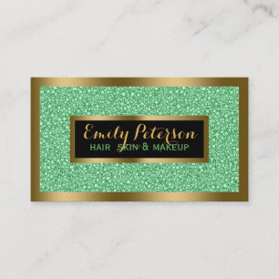 Green Fax Glitzer Gold Accents Makeup Visitenkarte