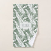 Green Feathers Delicate Gray Monogrammed Badhandtuch Set (Handtuch)