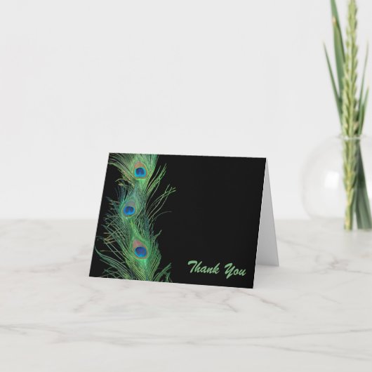 Green Feathers with Black Wedding Danke (Vorderseite)