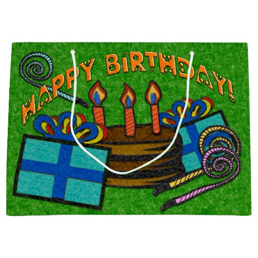 Green Felt Board Geburtstag Große Geschenktüte (Vorderseite)