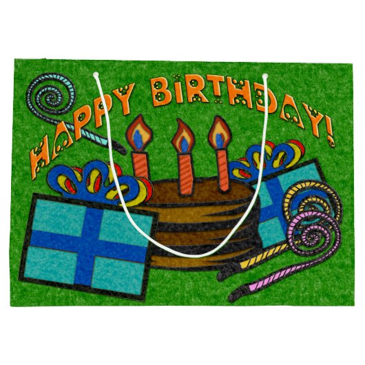 Green Felt Board Geburtstag Große Geschenktüte (Rückseite)