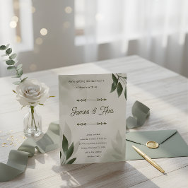 Green Feminine Floral Watercolor Wedding Invitatio Einladung