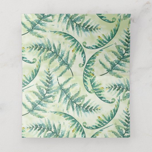 Green Fern Blank Wedding Platzkarten (Innenseite Aufgefaltet)