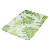 Green Fern Blätter Moderne botanische Wasserfarbe Badematte (Schrägansicht)