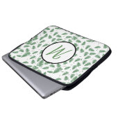 Green Fern Blätter Monogram Computer Laptop Sleeve (Vorne Knopf)