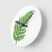 Green Fern, green foliage, botanical pattern Runde Wanduhr (Winkel)