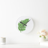 Green Fern, green foliage, botanical pattern Runde Wanduhr (Zuhause)