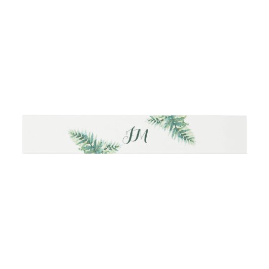 Green Fern Monogram Einladungsbanderole (Flach)