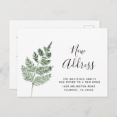 Green Fern Neue Adresse Einfache botanische Bewegu Ankündigungspostkarte (Vorne/Hinten)