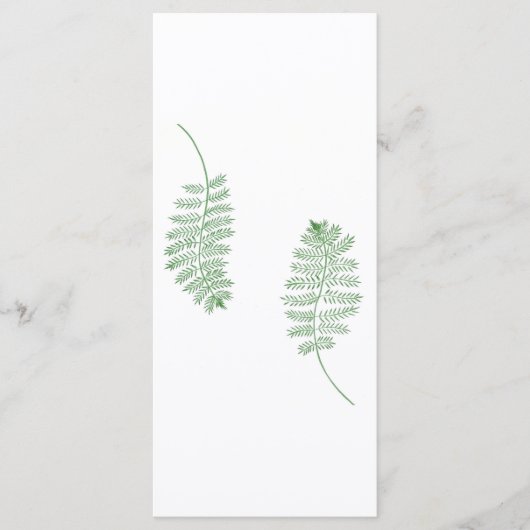 Green Fern, Wedelmenükarten Menükarte (Vorderseite)