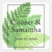 Green Ferns | botanisch Quadratischer Aufkleber (Vorderseite)